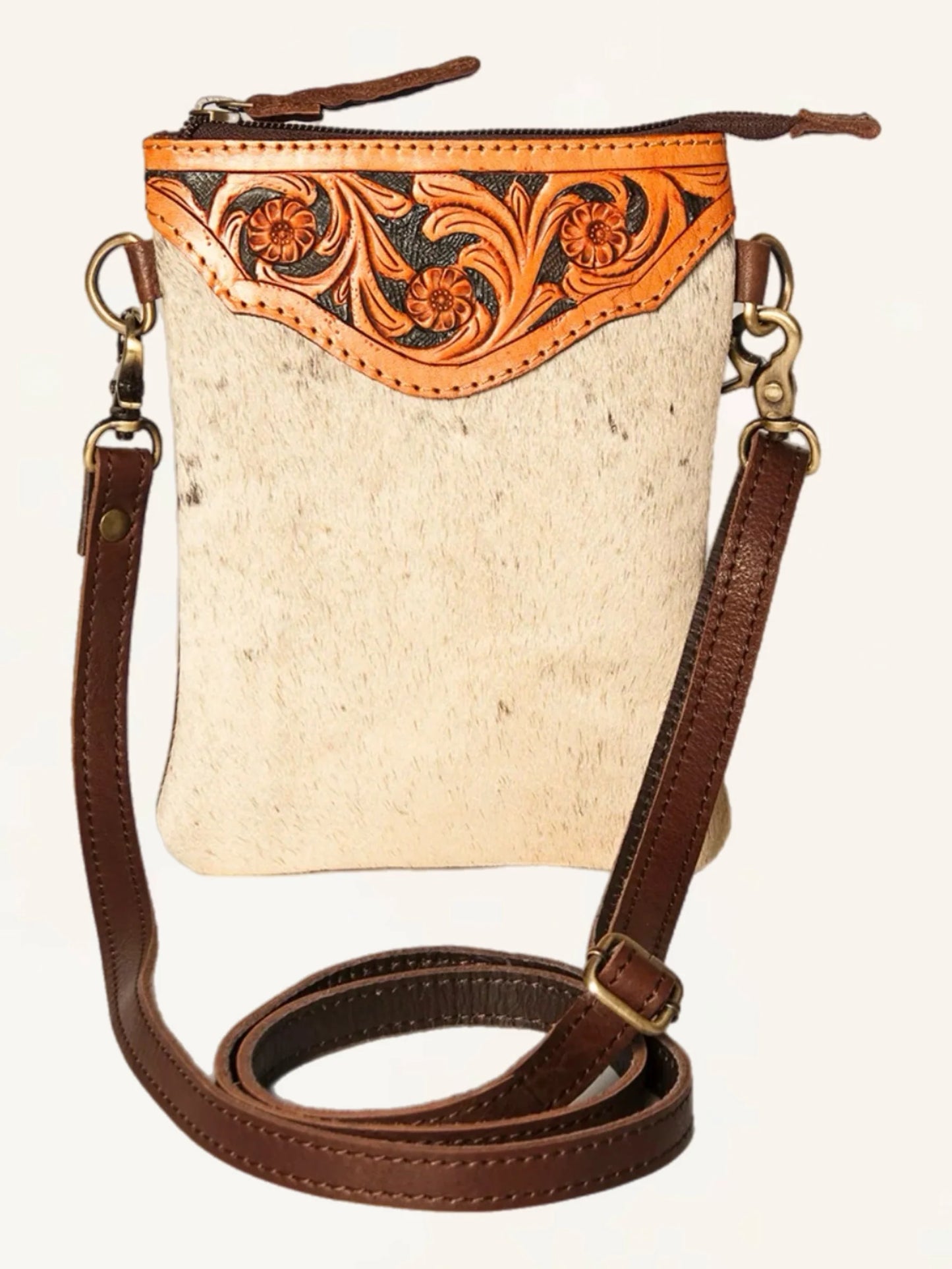 Genuine Cowhide Leather Crossbody Purse