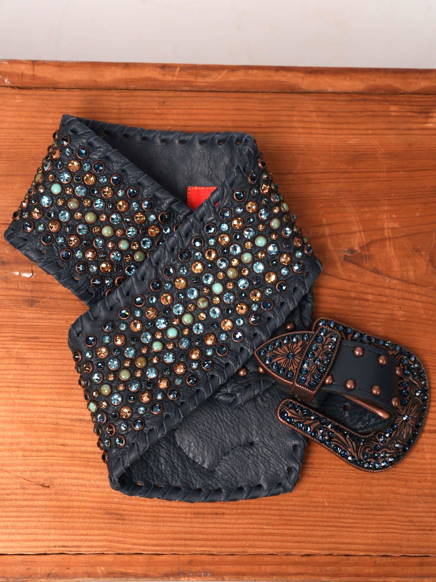 Kurtmen Navy Turquoise Pearl Western Belt