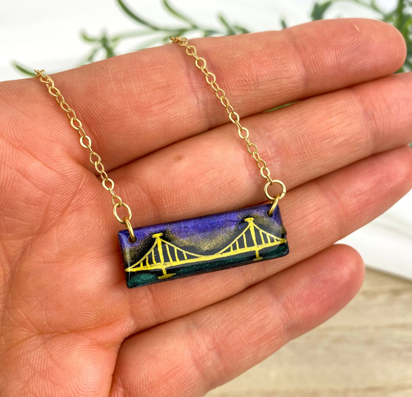 Pittsburgh Bridge Clay Necklace