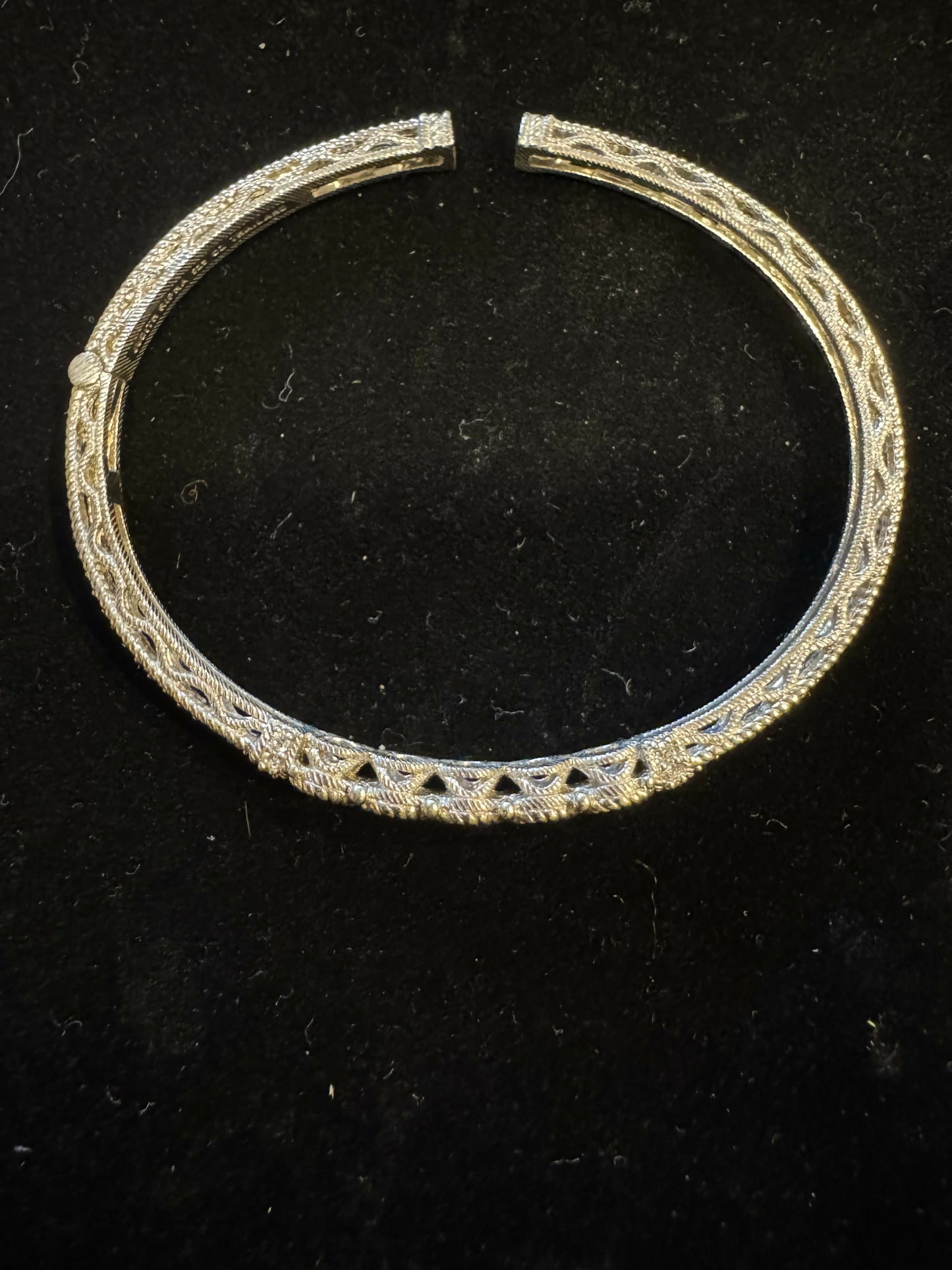 Judith Ripka Sapphire & CZ Sterling Silver Cable Hung Cuff Bracelet (6.25”)