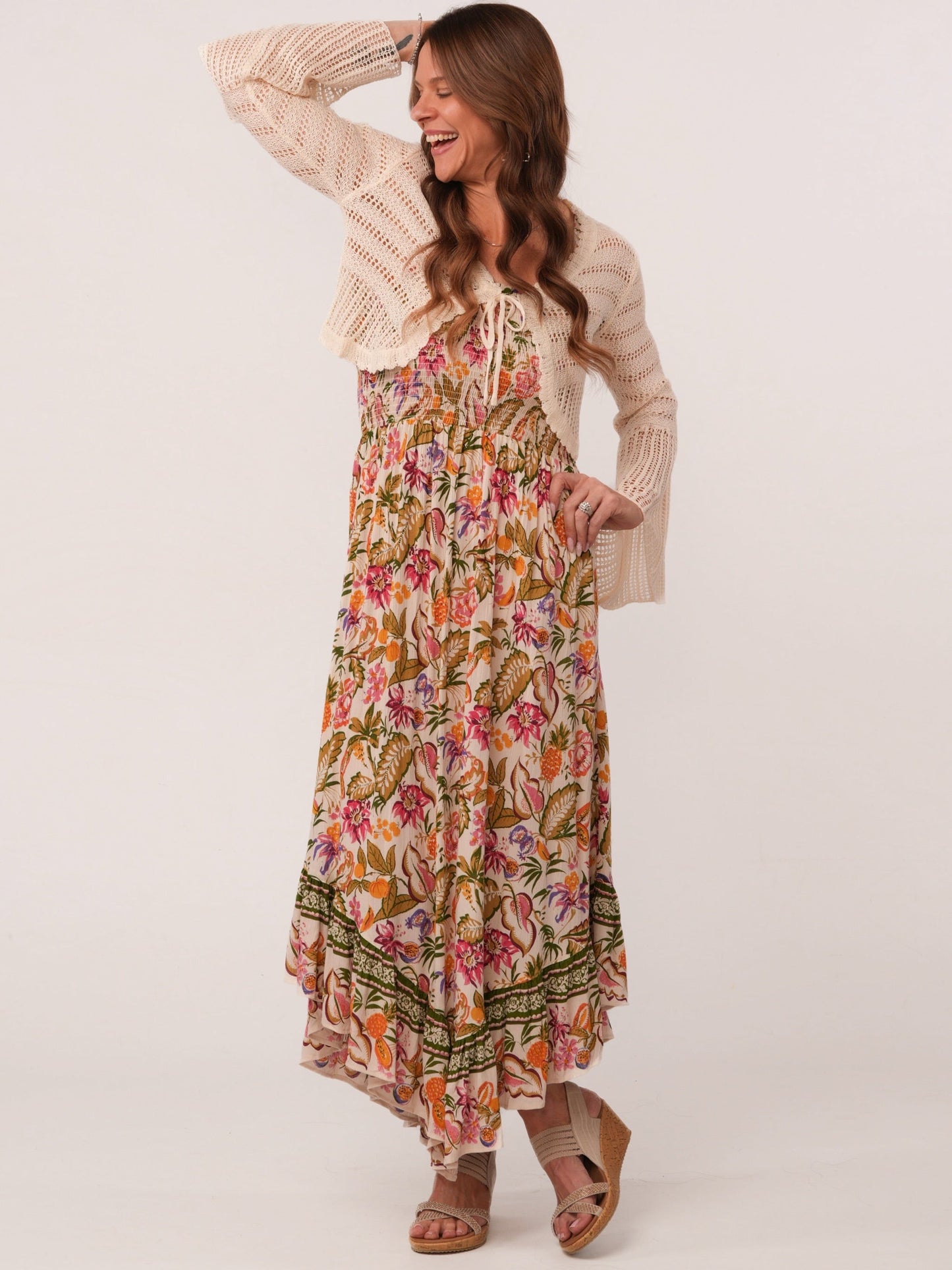 Smocked Chest Floral Maxi Dress