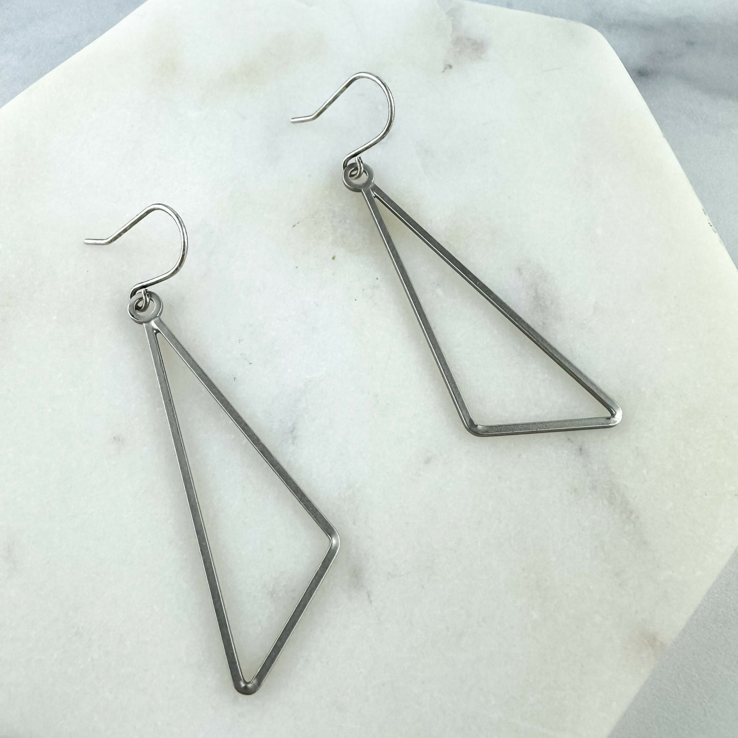 Gold or Silver Triangle Dangle Earrings