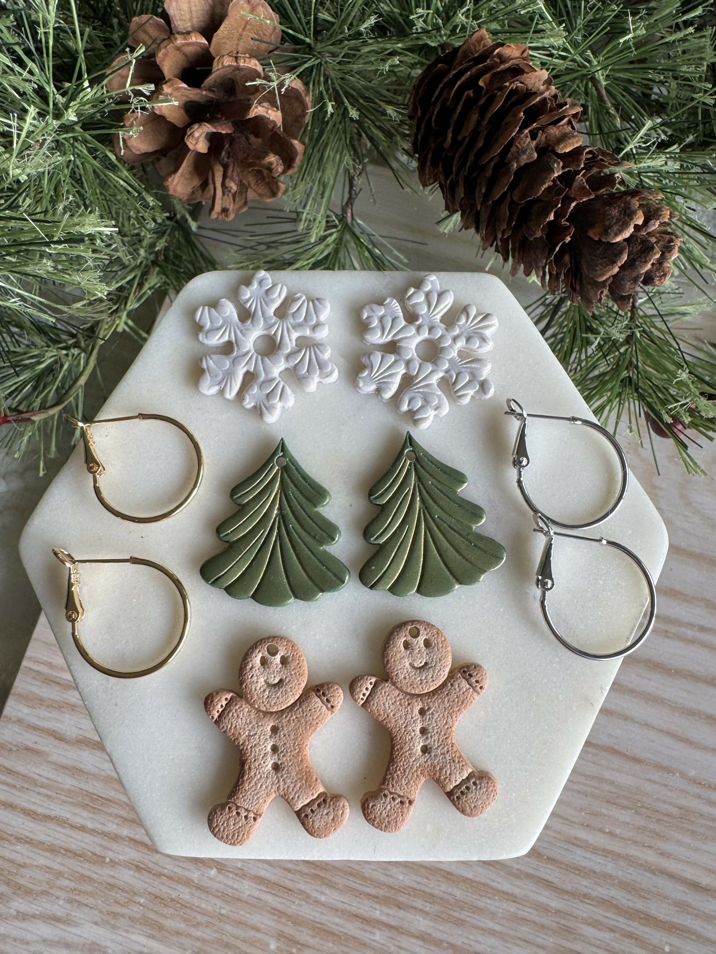 3 in 1 Christmas interchangeable Clay Earring