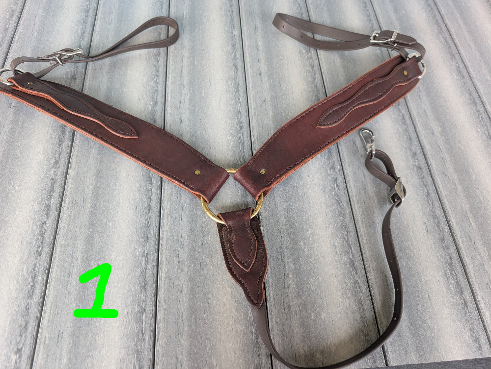 Genuine Leather Breast Collars – 4. Styles, USA-Made with Biothane Straps