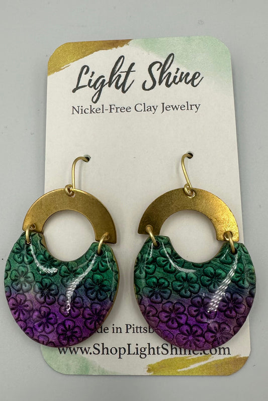 Green/Purple Statement Dangle Earrings