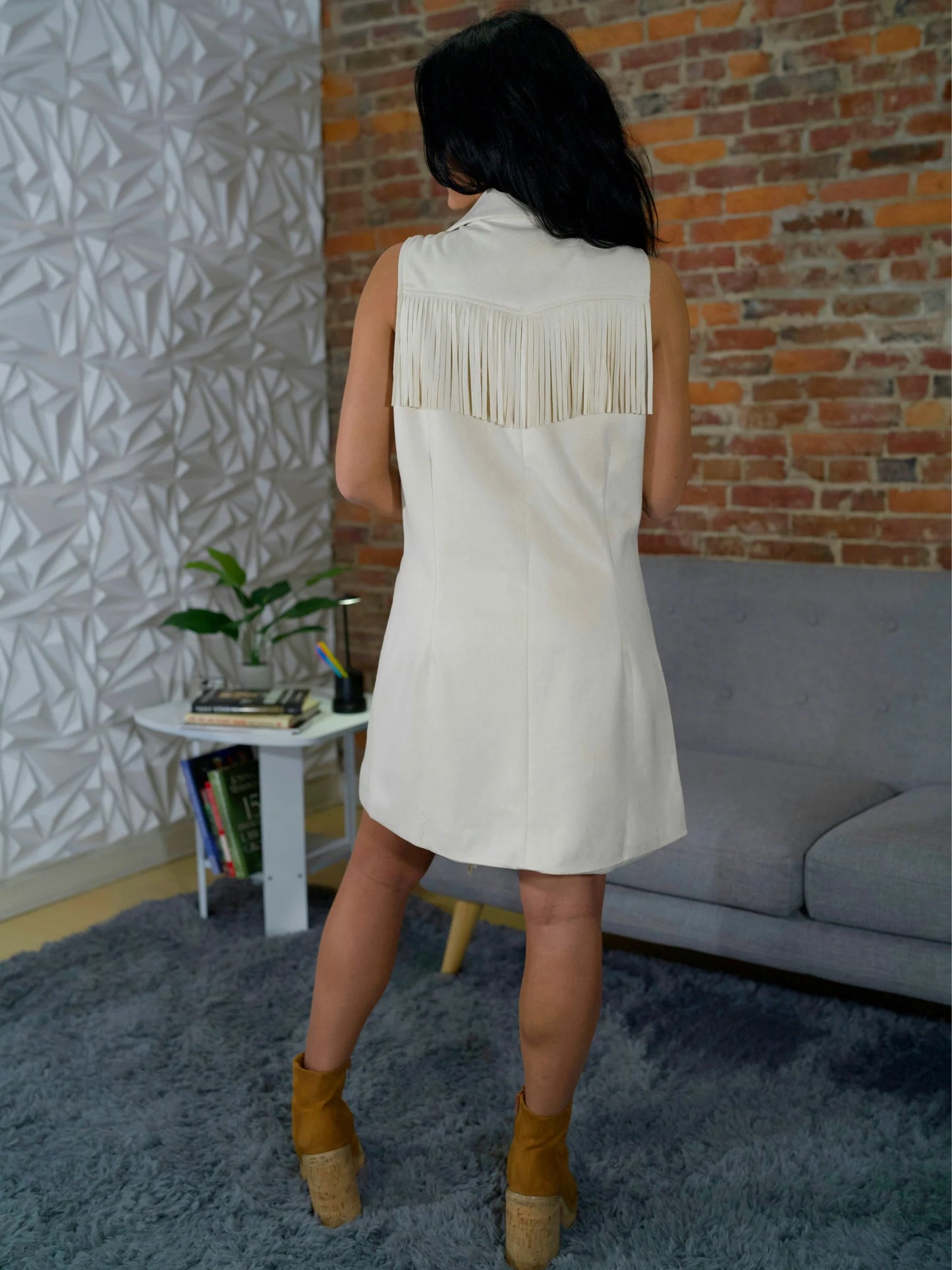 Fringe Suede Suit Style Dress