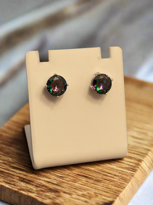 Sterling Sulver Mystic Topaz CZ Earrings