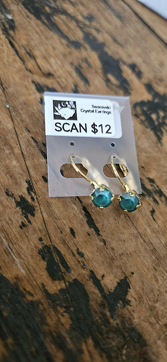 Anytime Crystals 6mm Turquoise Waters Earrings