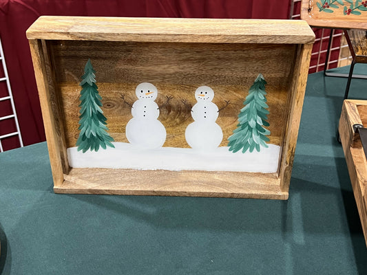 Snowman Pine Tree Tray