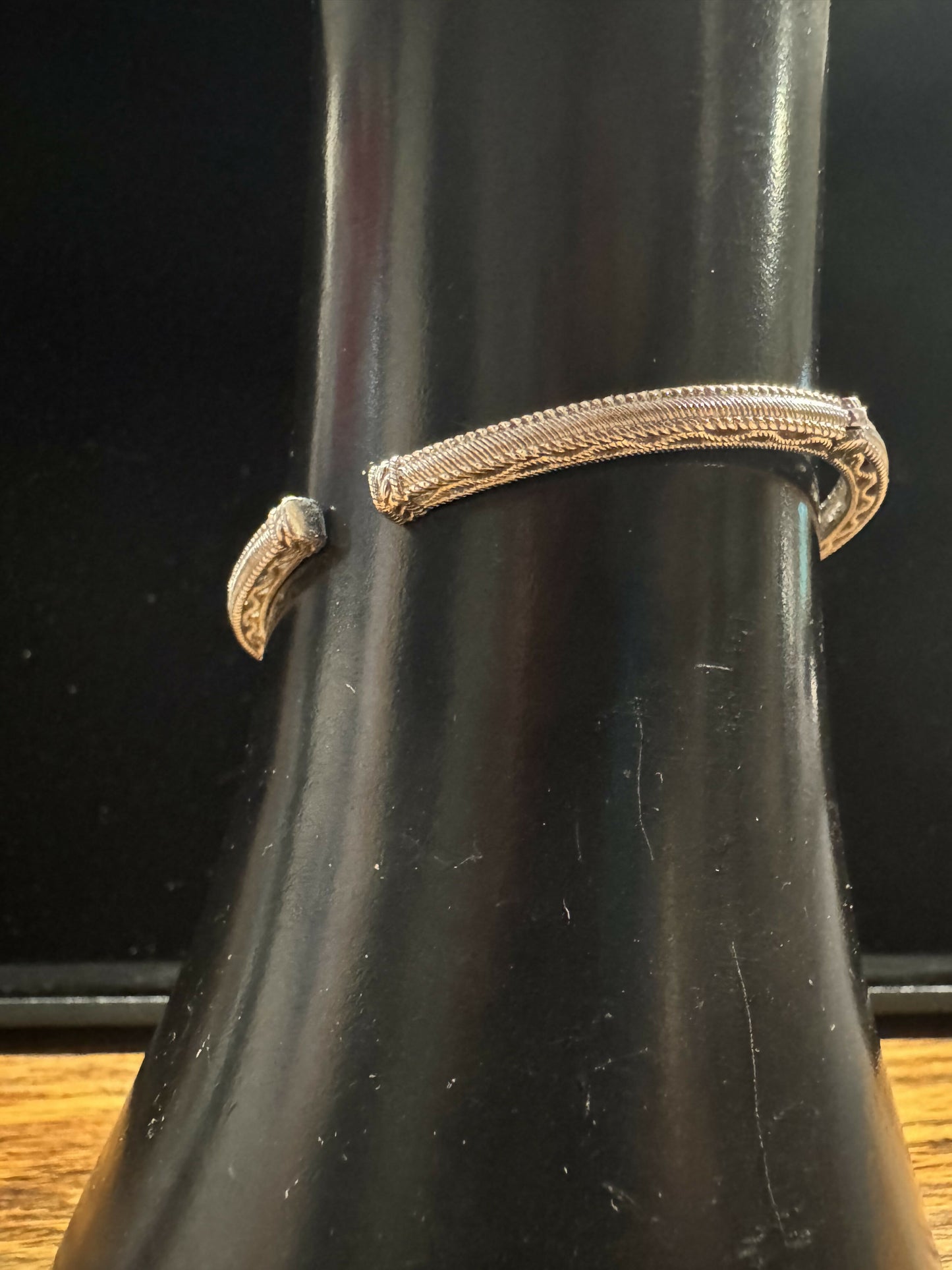 Judith Ripka Sapphire & CZ Sterling Silver Cable Hung Cuff Bracelet (6.25”)