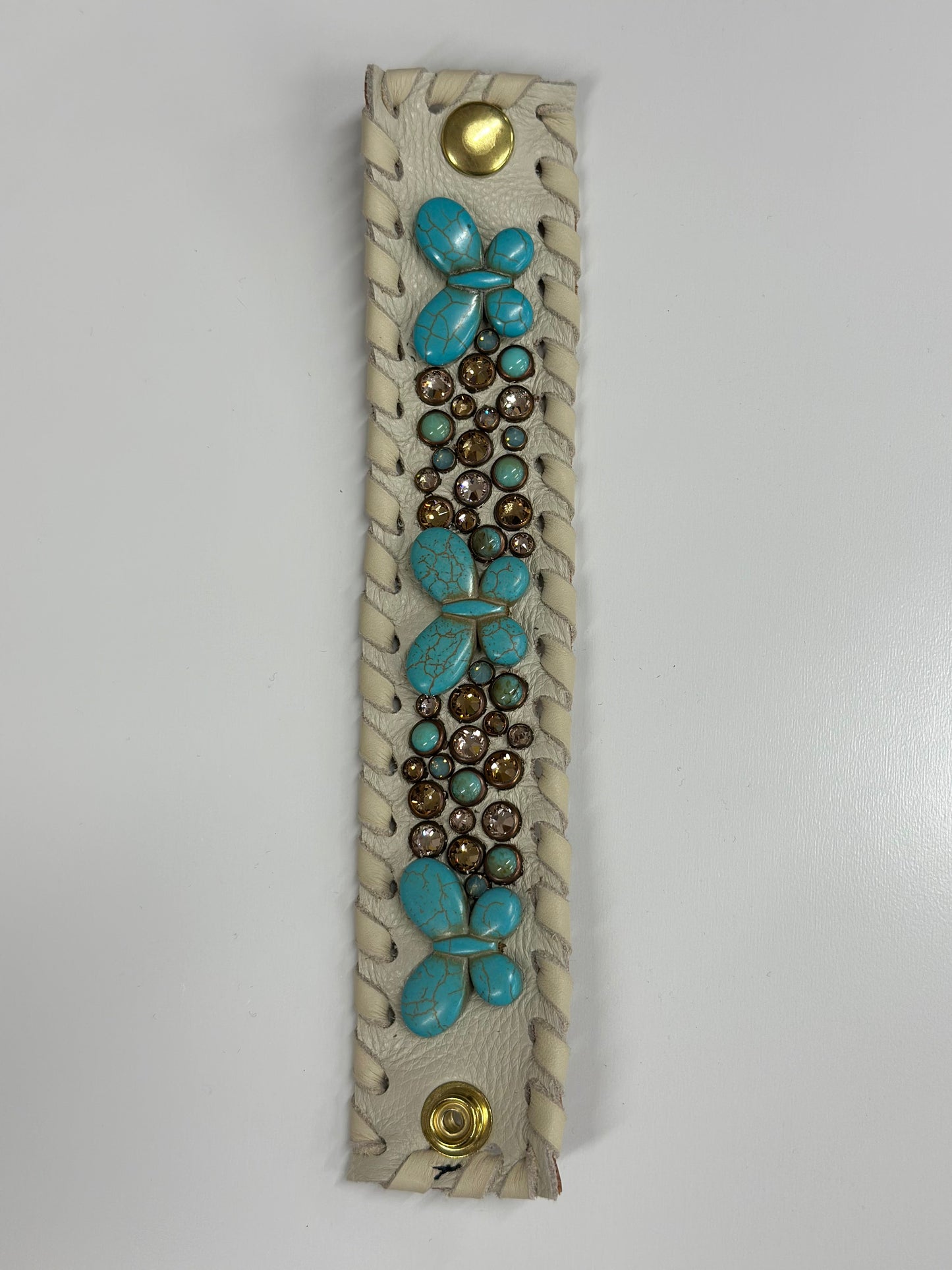 Kurtmen Bone Turquoise Butterfly Crystal Cuff Bracelet
