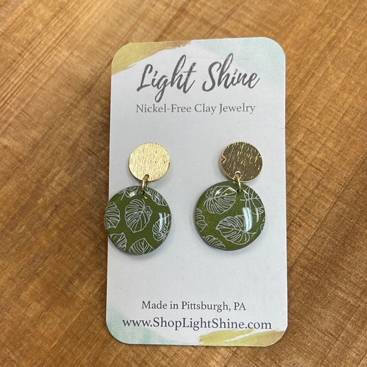 Monstera Circle Stud Earrings