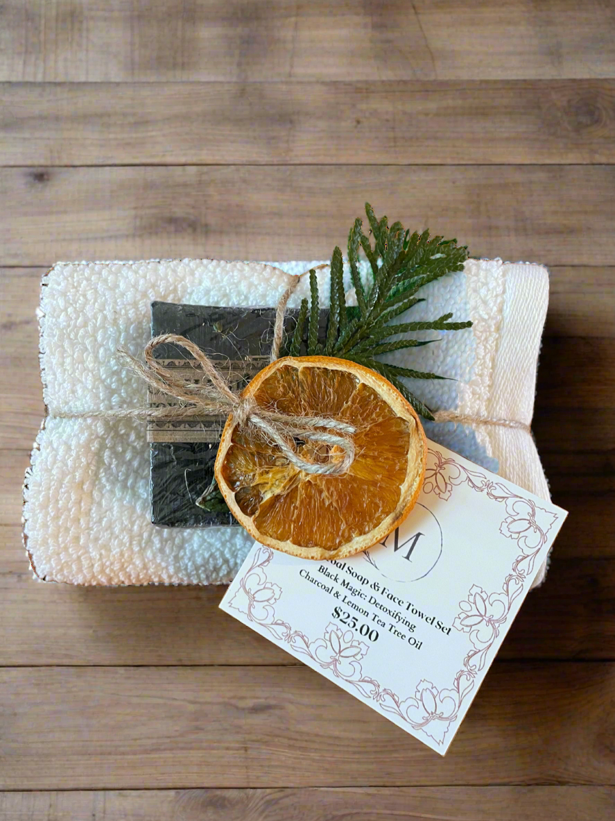 Charcoal Soap and Face Towel Gift Set