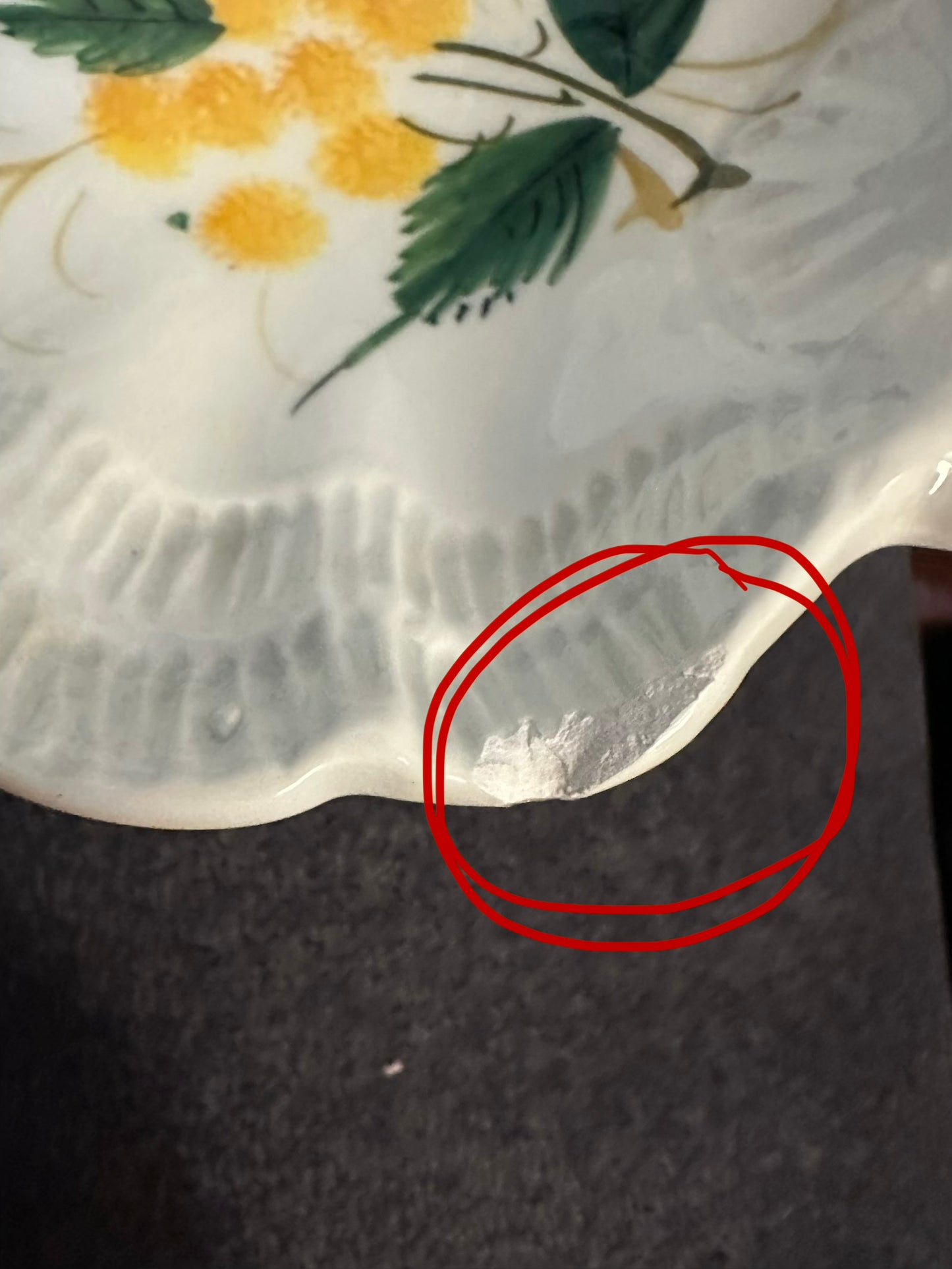 Vintage Italian hand-painted ceramic chip and dip platter (SEE PHOTOS FOR CHIP)
