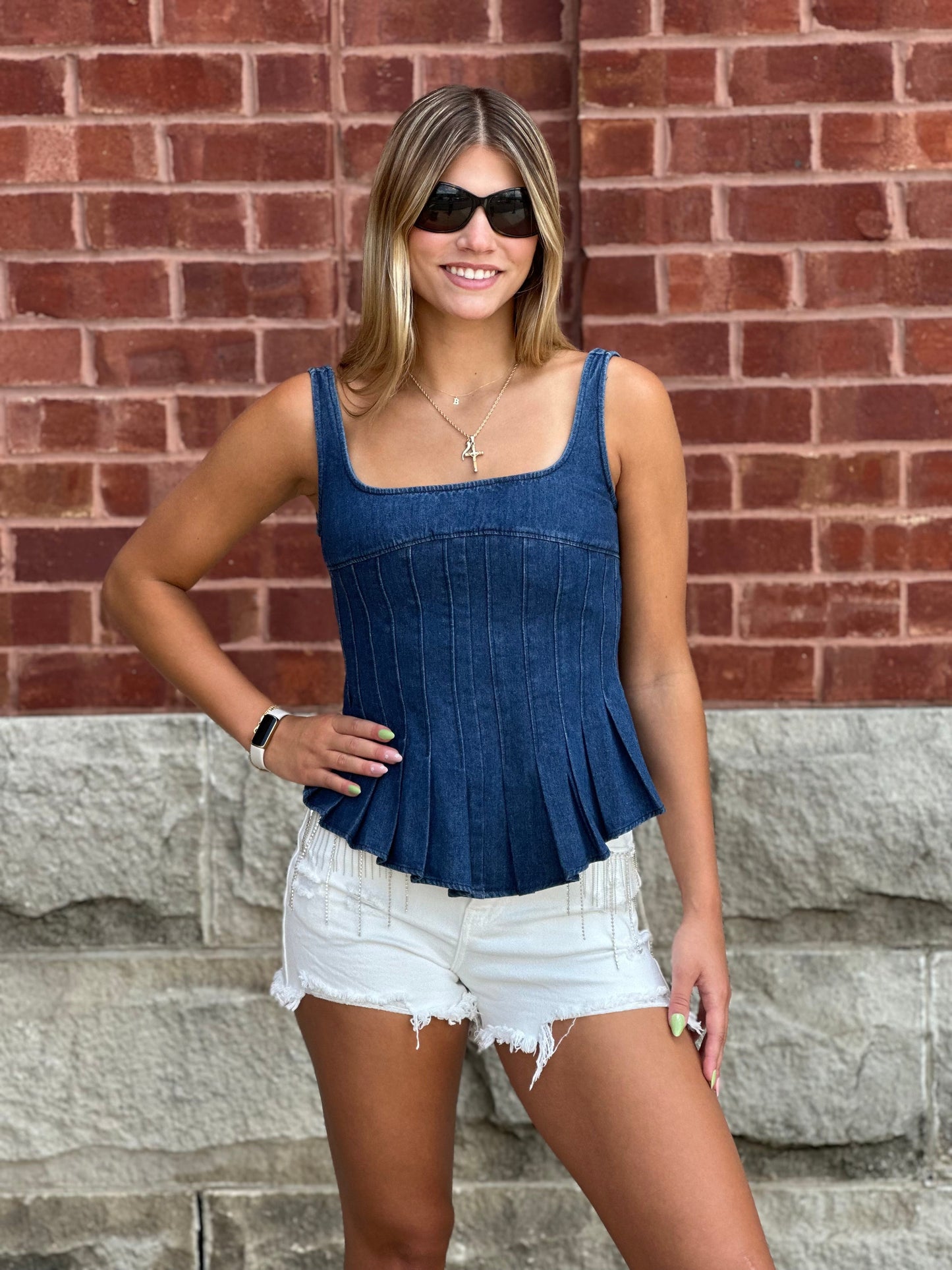 Peplum Denim Tank