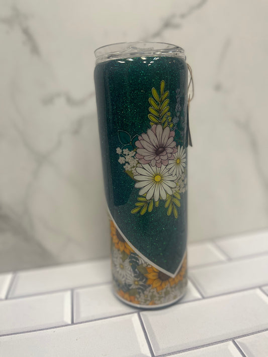 Tumbler- Turquoise & Sunflower