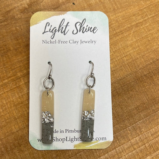 Hammered Silver Stick Dangle Earrings