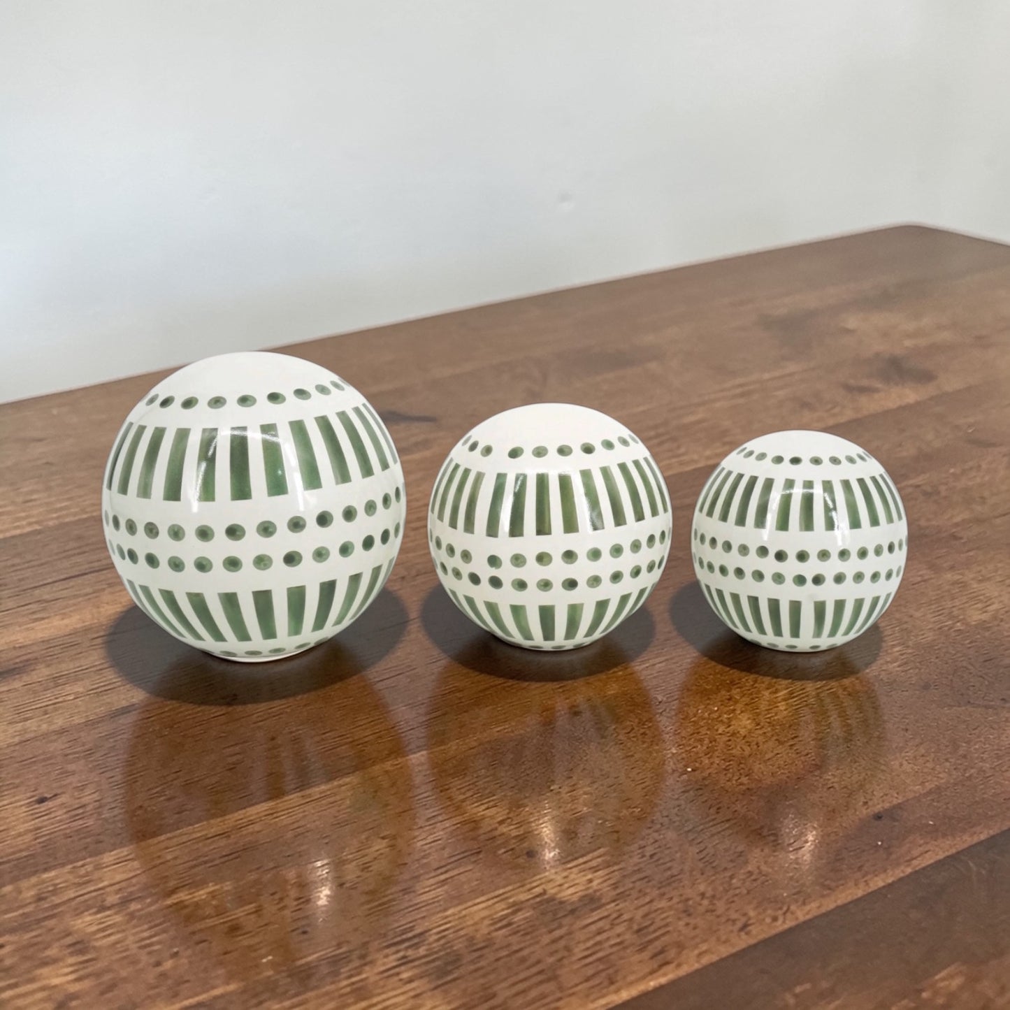 Home Set of Orbs 3 6/5/4" -Green