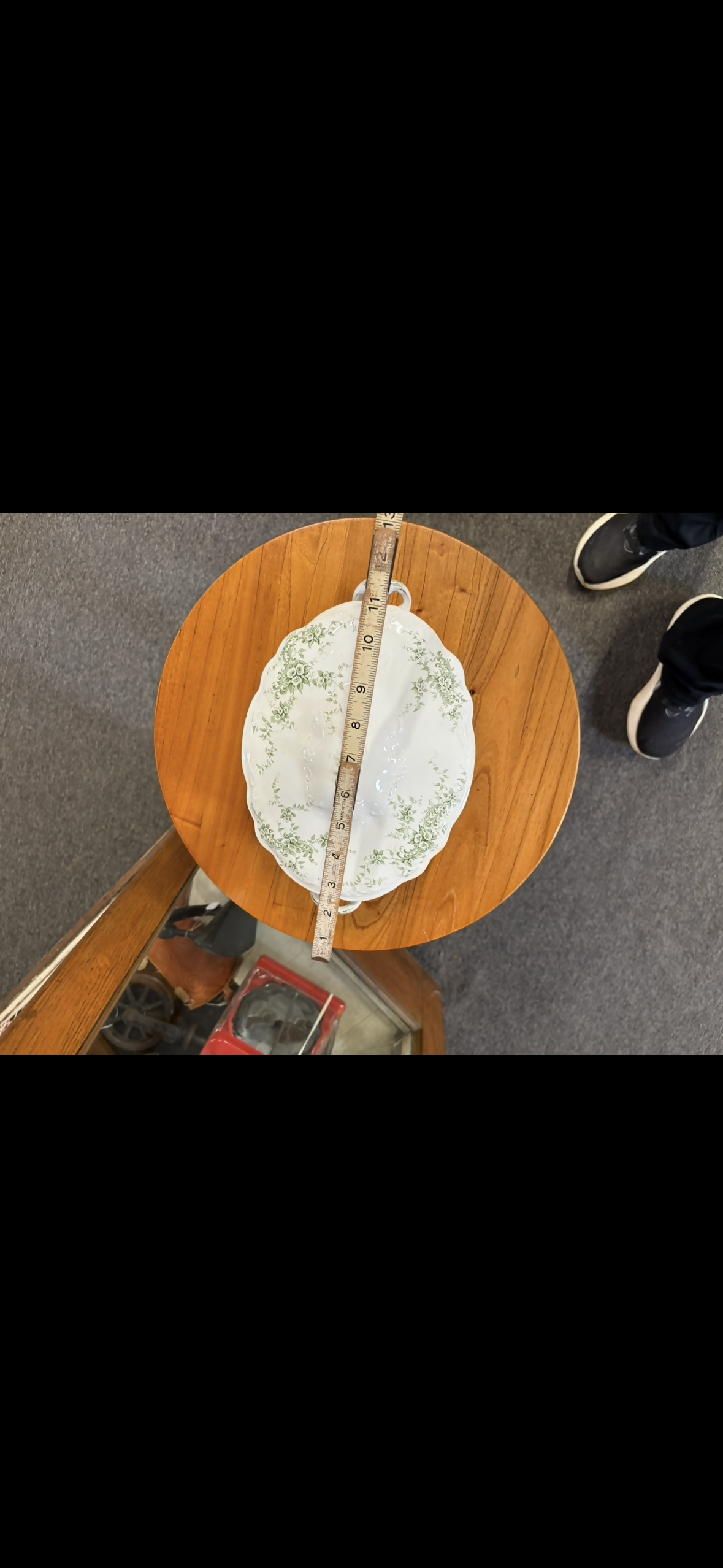 Green floral Oxford bowl w lid