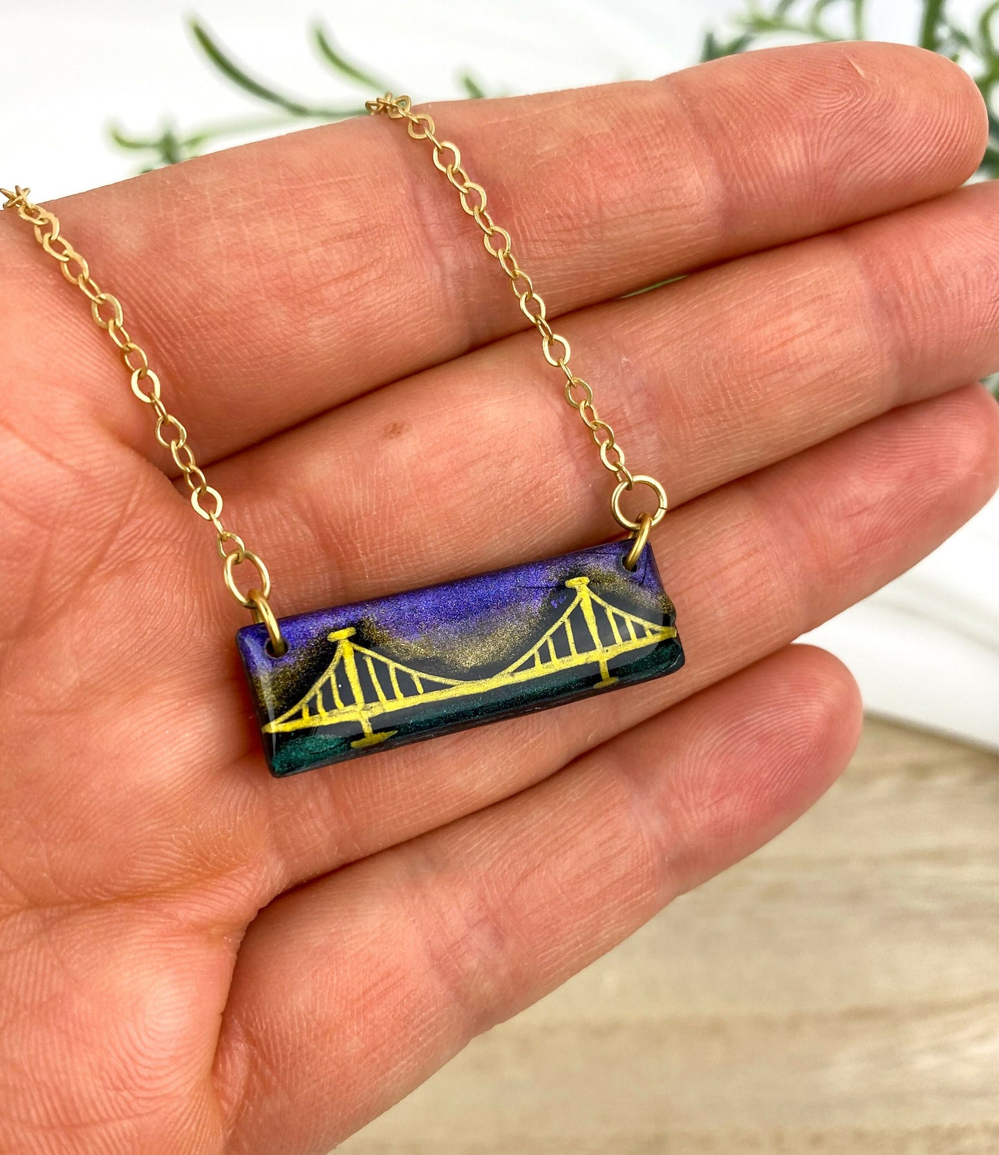 Pittsburgh Bridge Clay Necklace