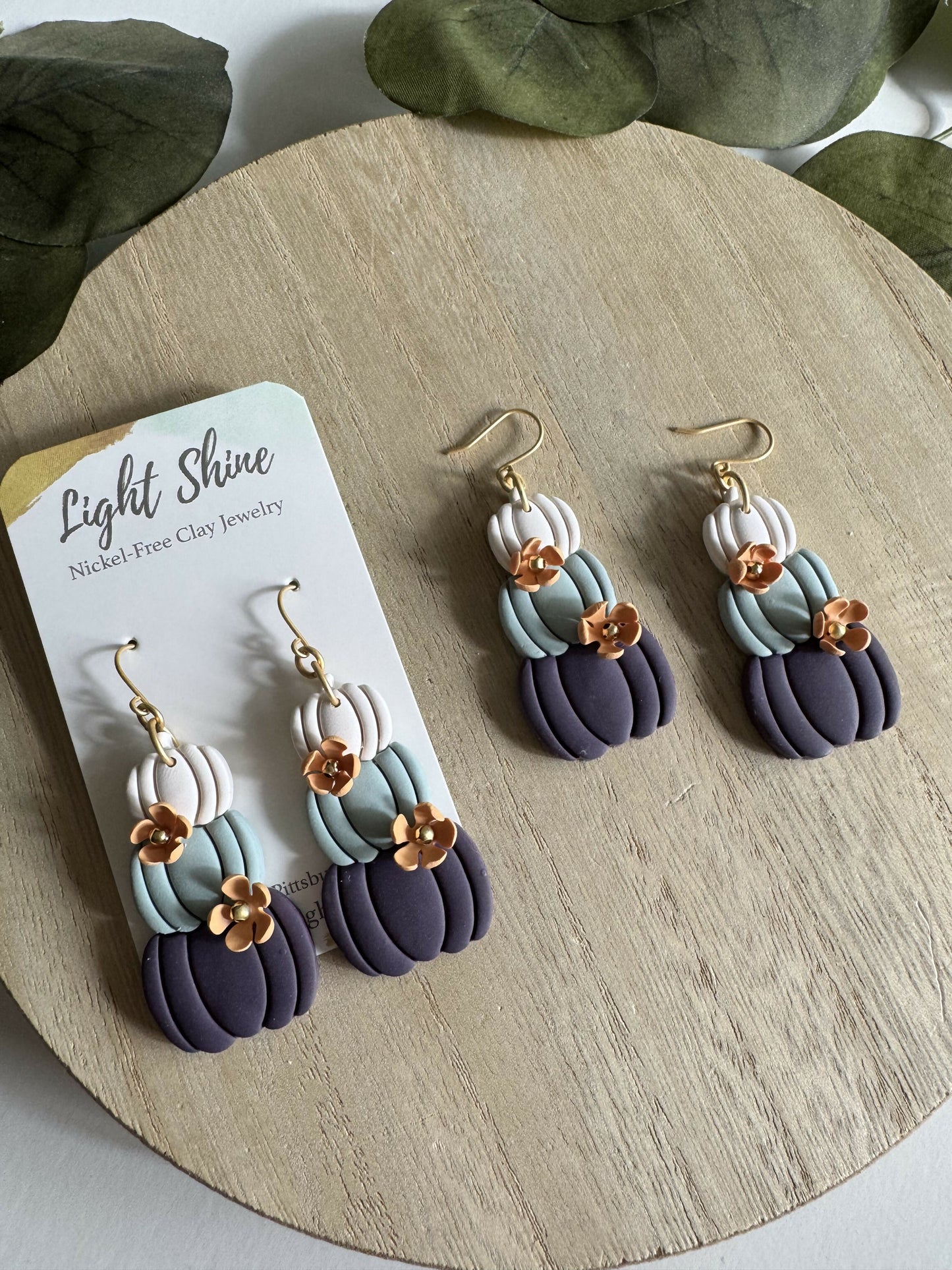 Pumpkin stack Earring with flowers