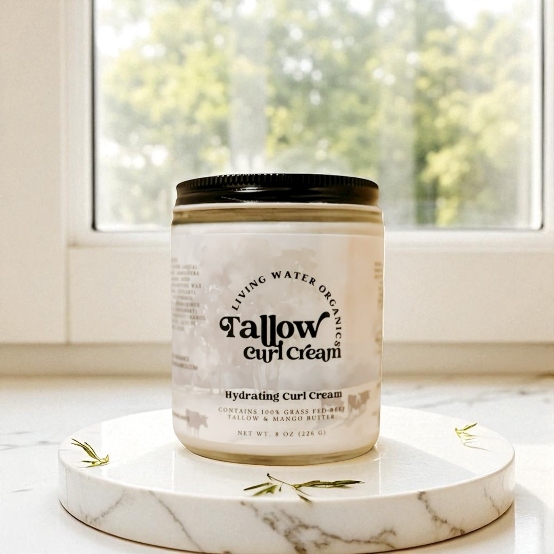100% Grass Fed Tallow Curl Cream for Curly Hair (Promotes Repairing Damaged or Dry Hair)
