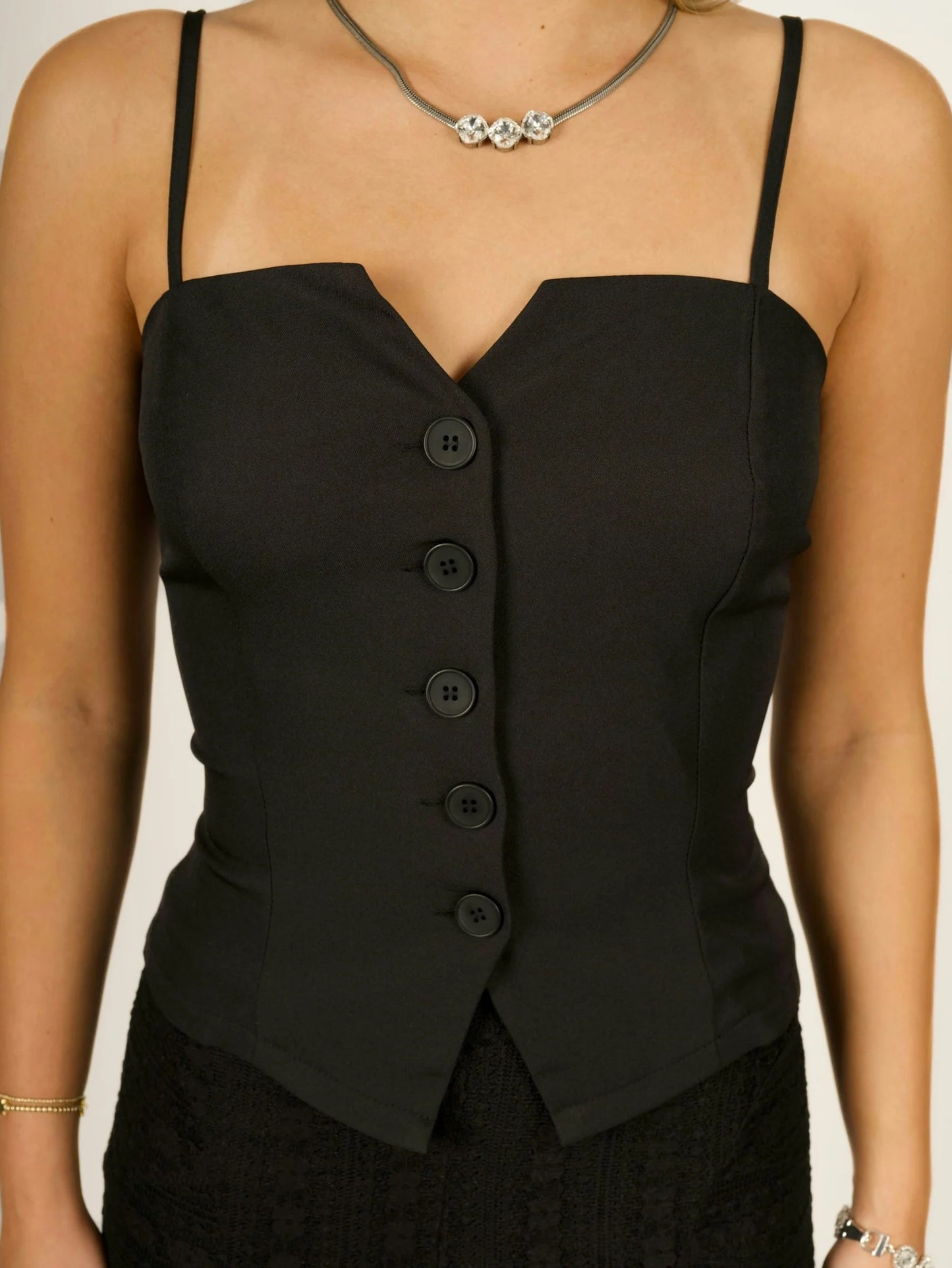 Tailored Button Front Tank Top