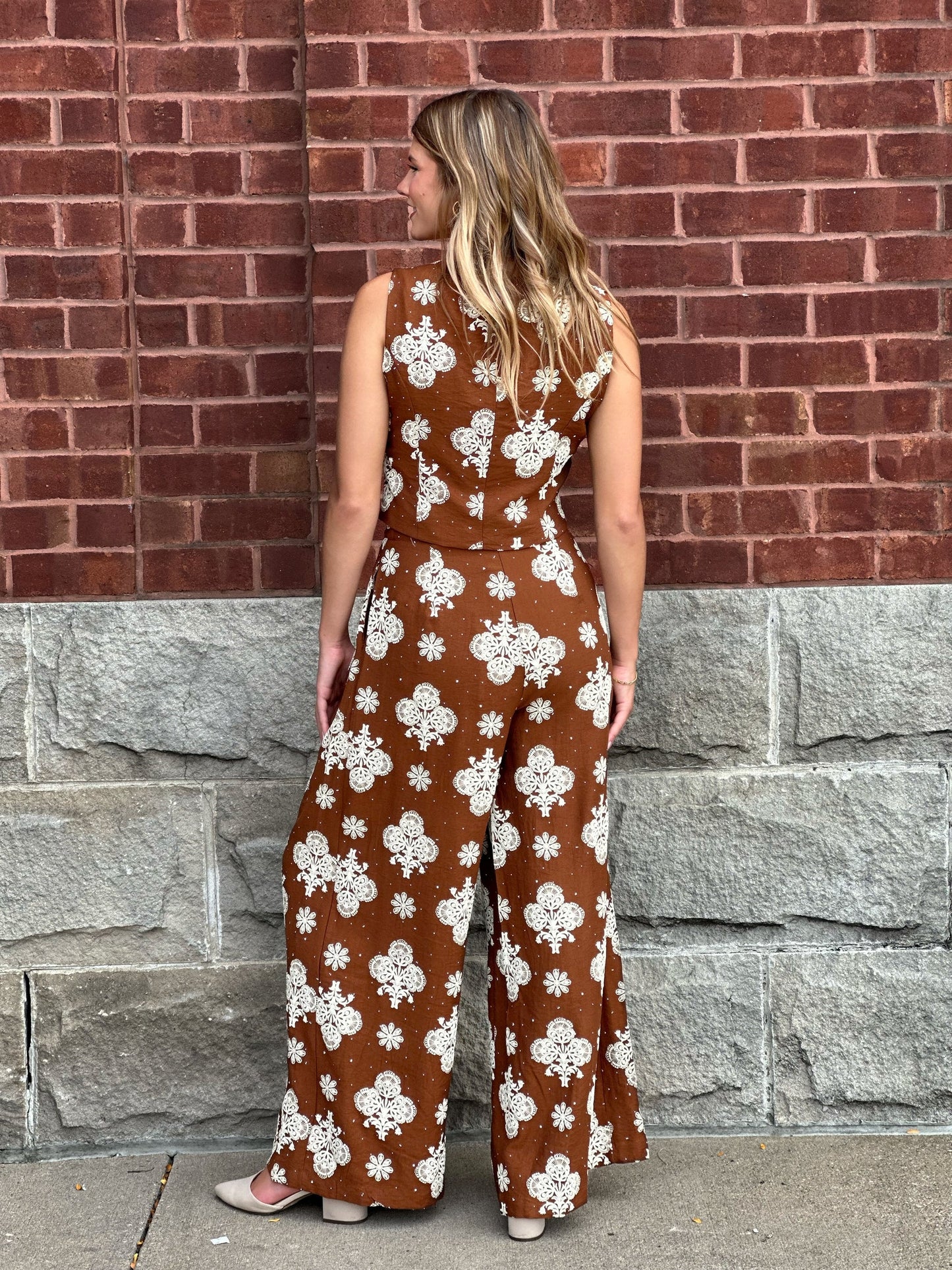 Hotfix Floral Vest and Pants Set