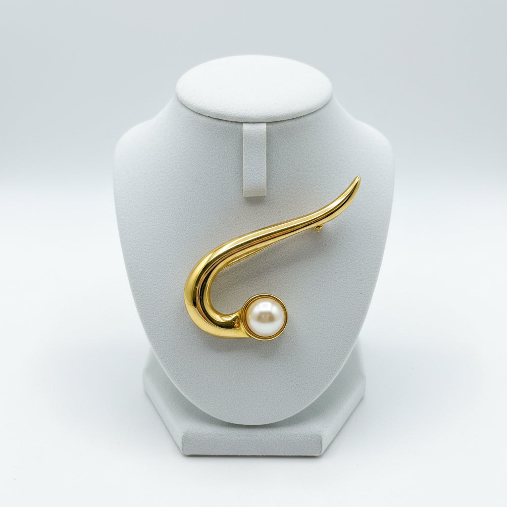 Vintage Gold Tone Swirl Broach