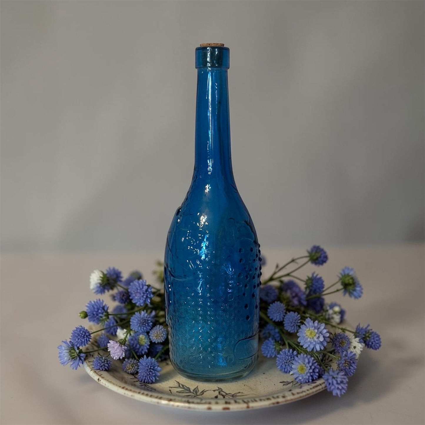 Shabby Chic Turquoise Blue Vintage Glass Bottle