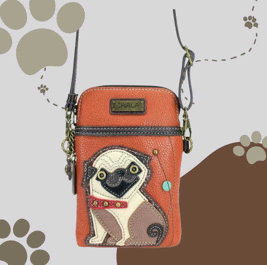 Anytime Crystals Chala Handbags Cellphone Xbody - Pug