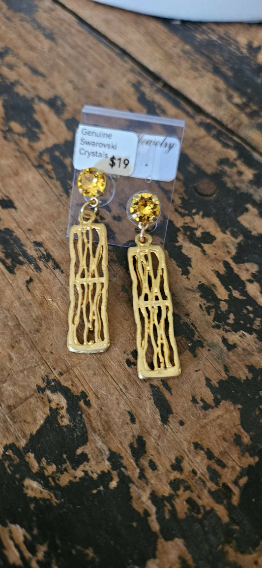 Anytime Crystals 8.5mm Light Topaz Earrings