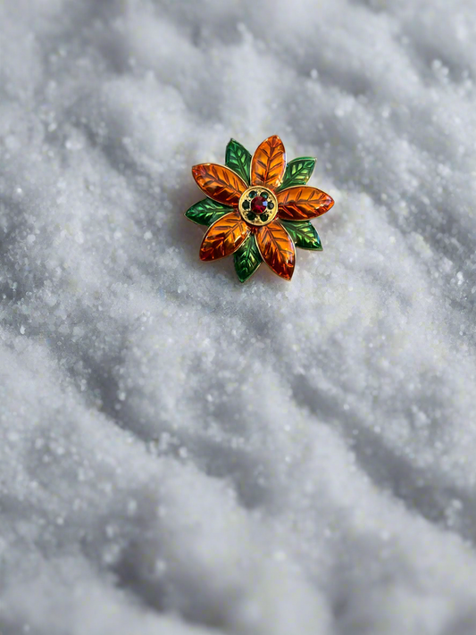 Vintage Enamel Poinsettia Broach