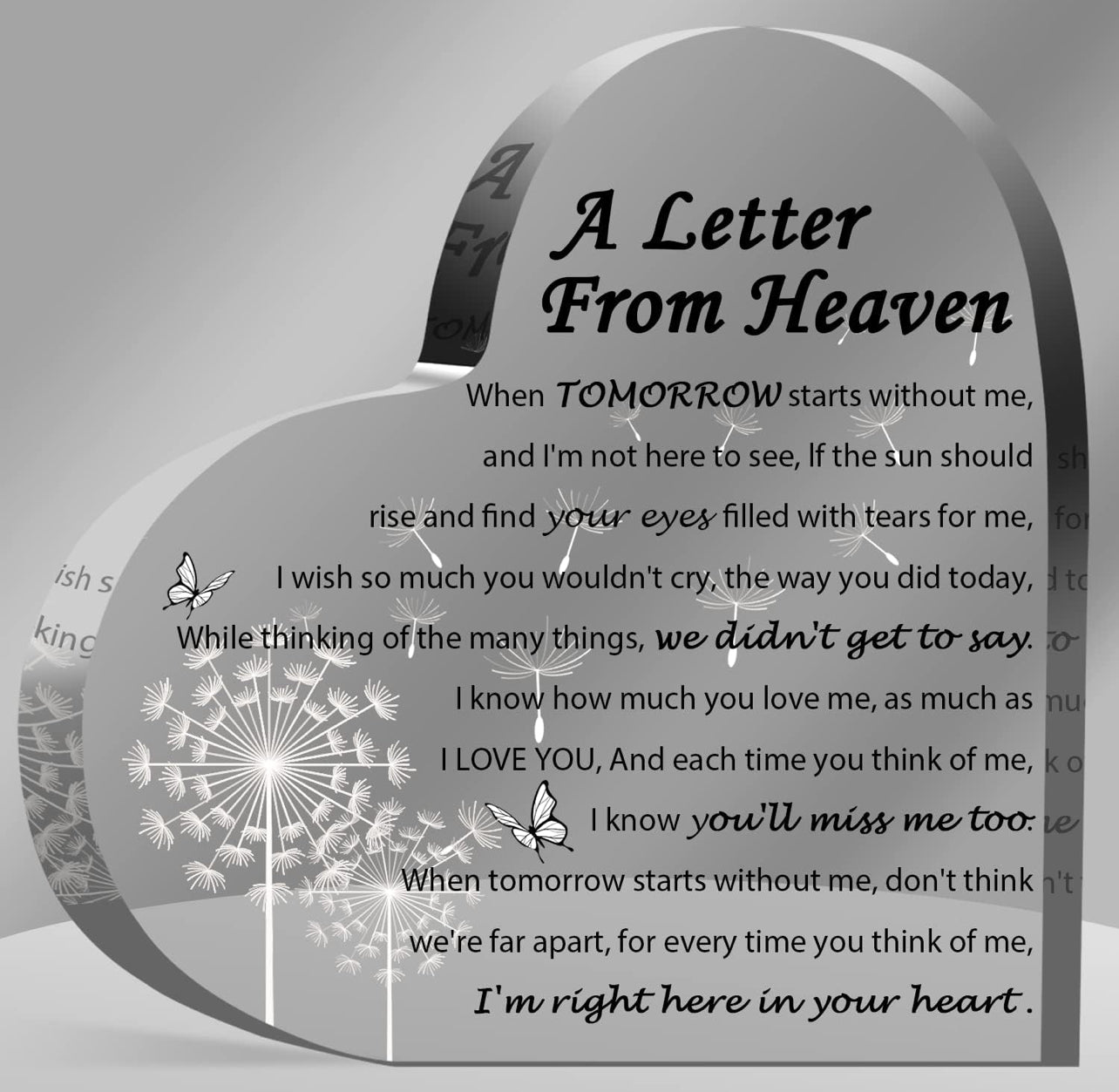 Sympathy Heart- A letter from heaven