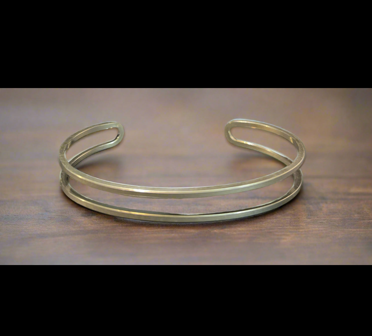 Sterling Silver Open Square Wire Cuff Bracelet 40MM Wide