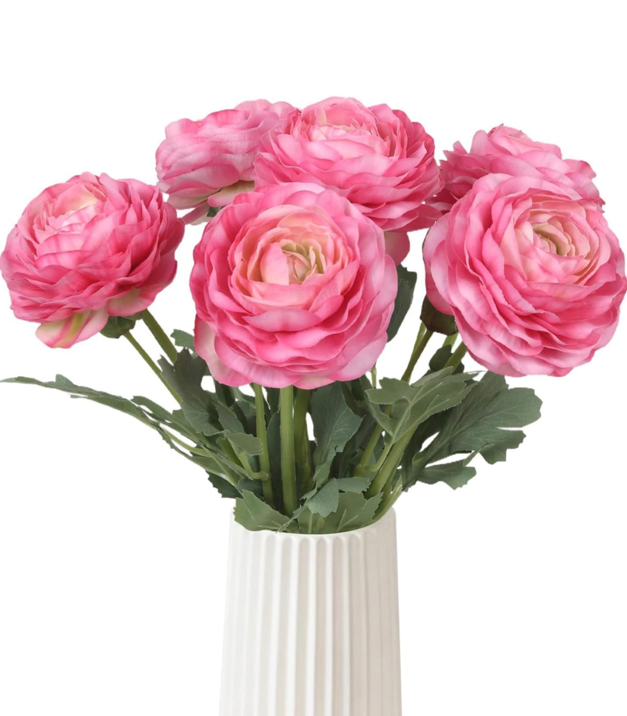 Pink Ranunculus Artificial Flowers Real Touch Peonies 6PCS