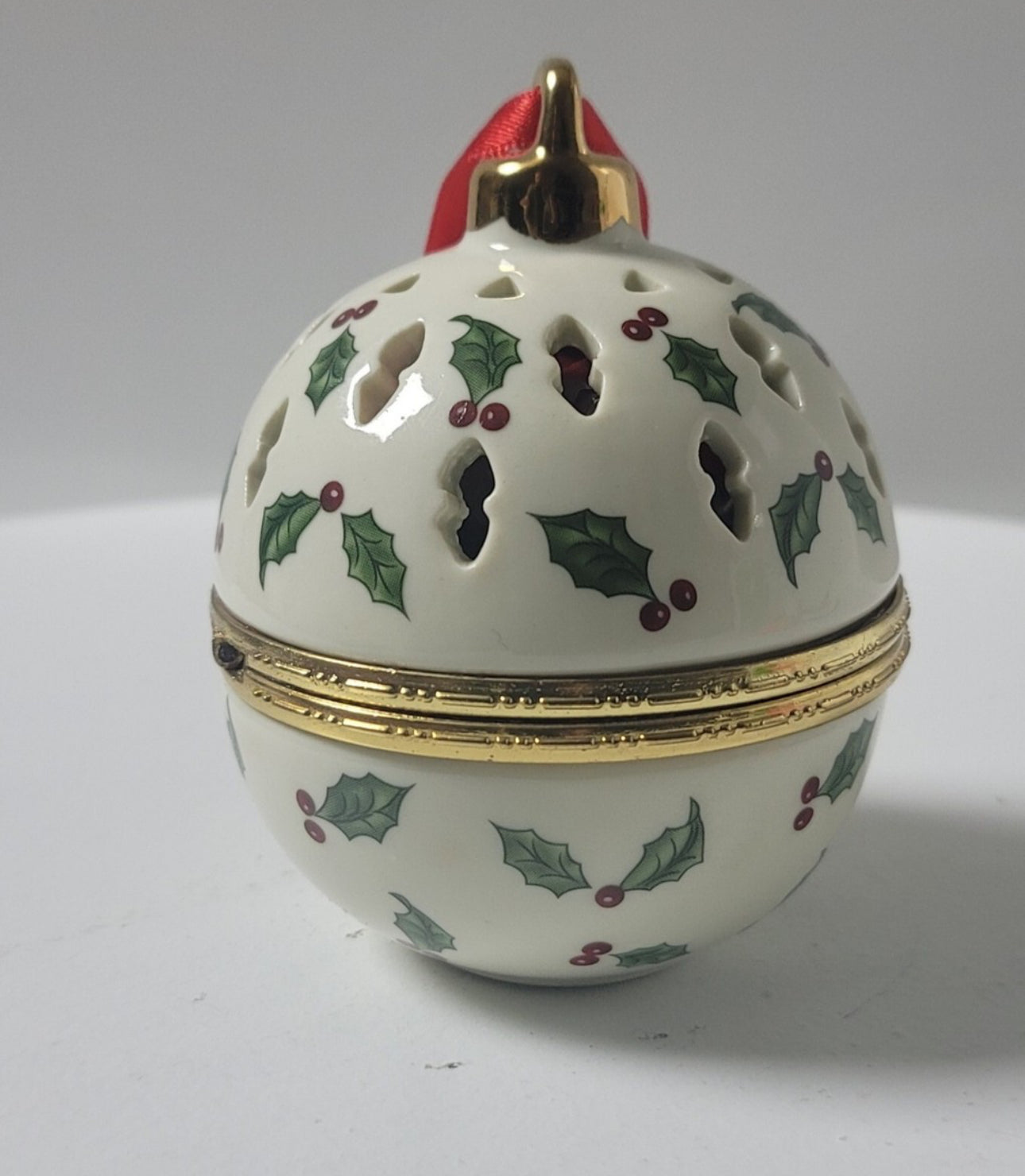 Formalities by Baum Bros.-Holly Berry Ceramic Christmas Potpourri Ornament