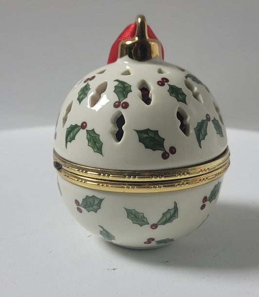 Formalities by Baum Bros.-Holly Berry Ceramic Christmas Potpourri Ornament