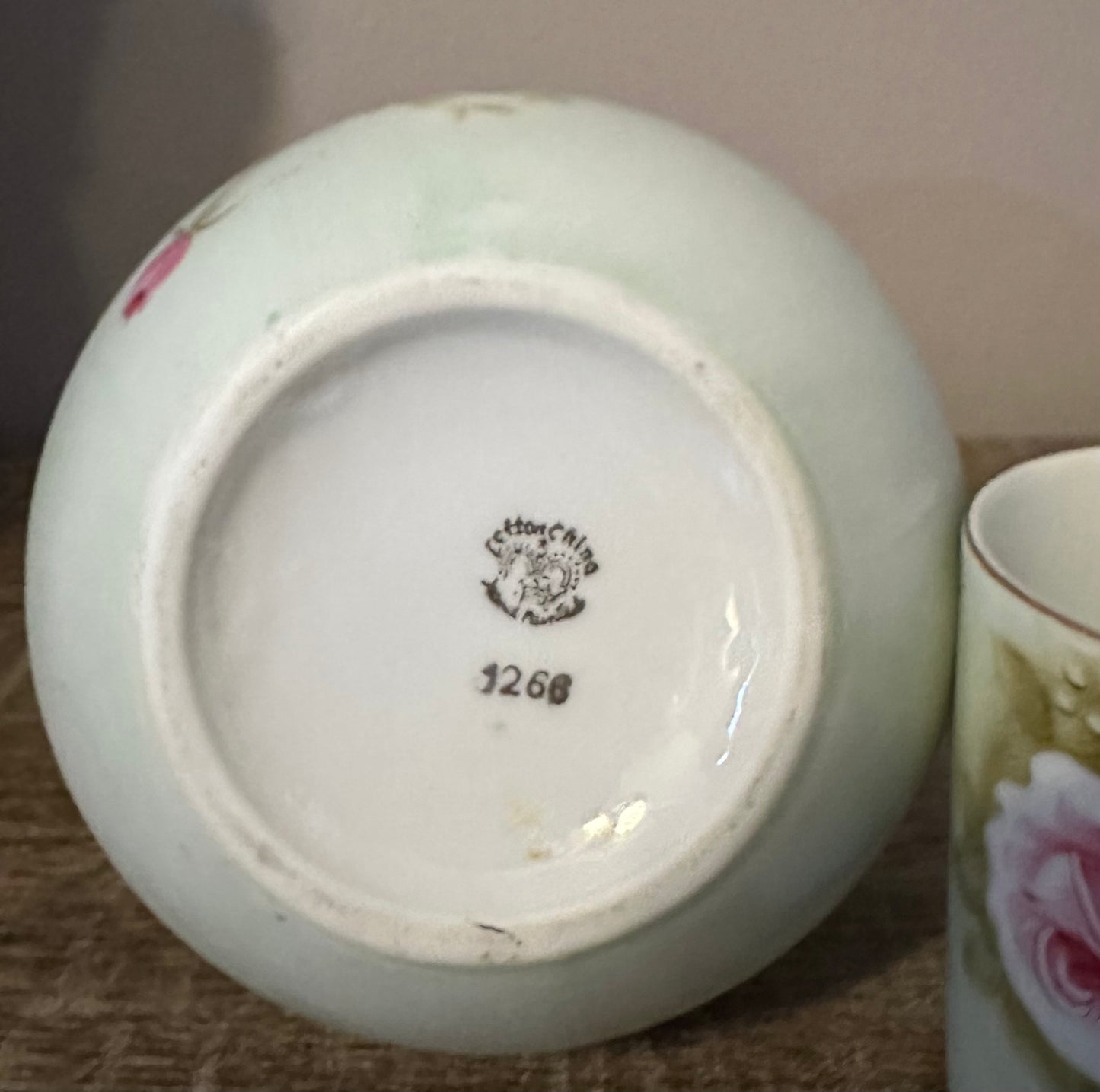 Vintage 1940 Lefton Heritage Rose Green Bedside Carafe