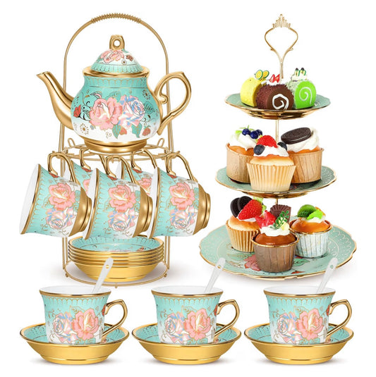 21 Pcs Ceramic Teapot Set
