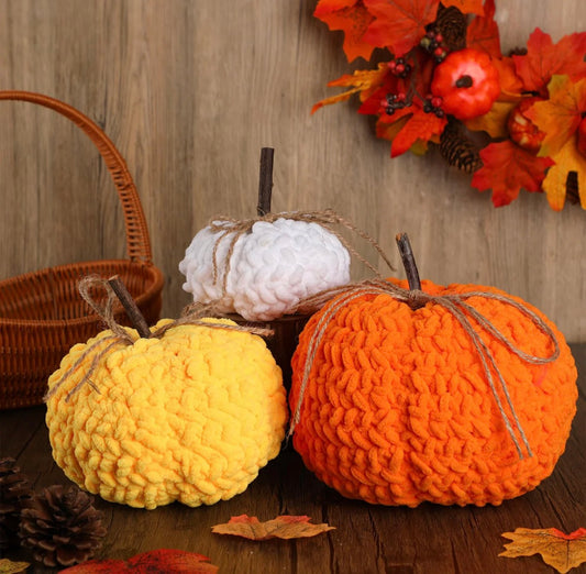 3 Pcs Fall Crochet Pumpkin Knit Pumpkins
