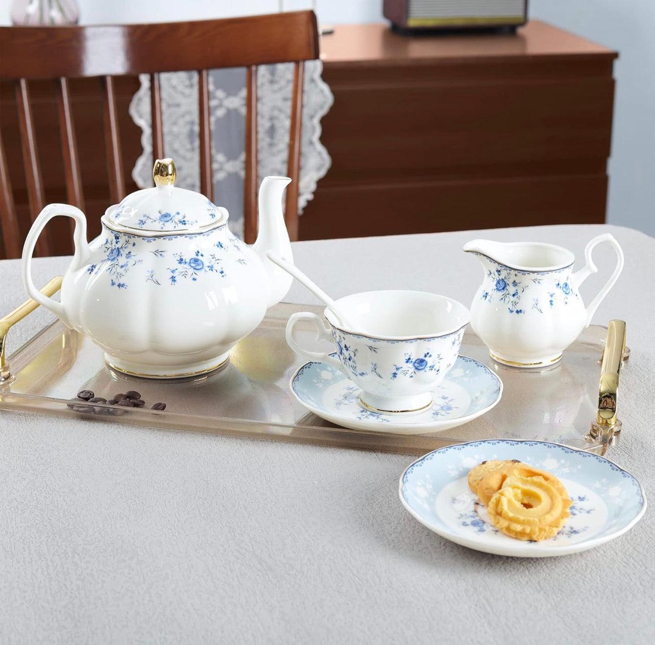 Blue Rose Tea Set (15pc set)