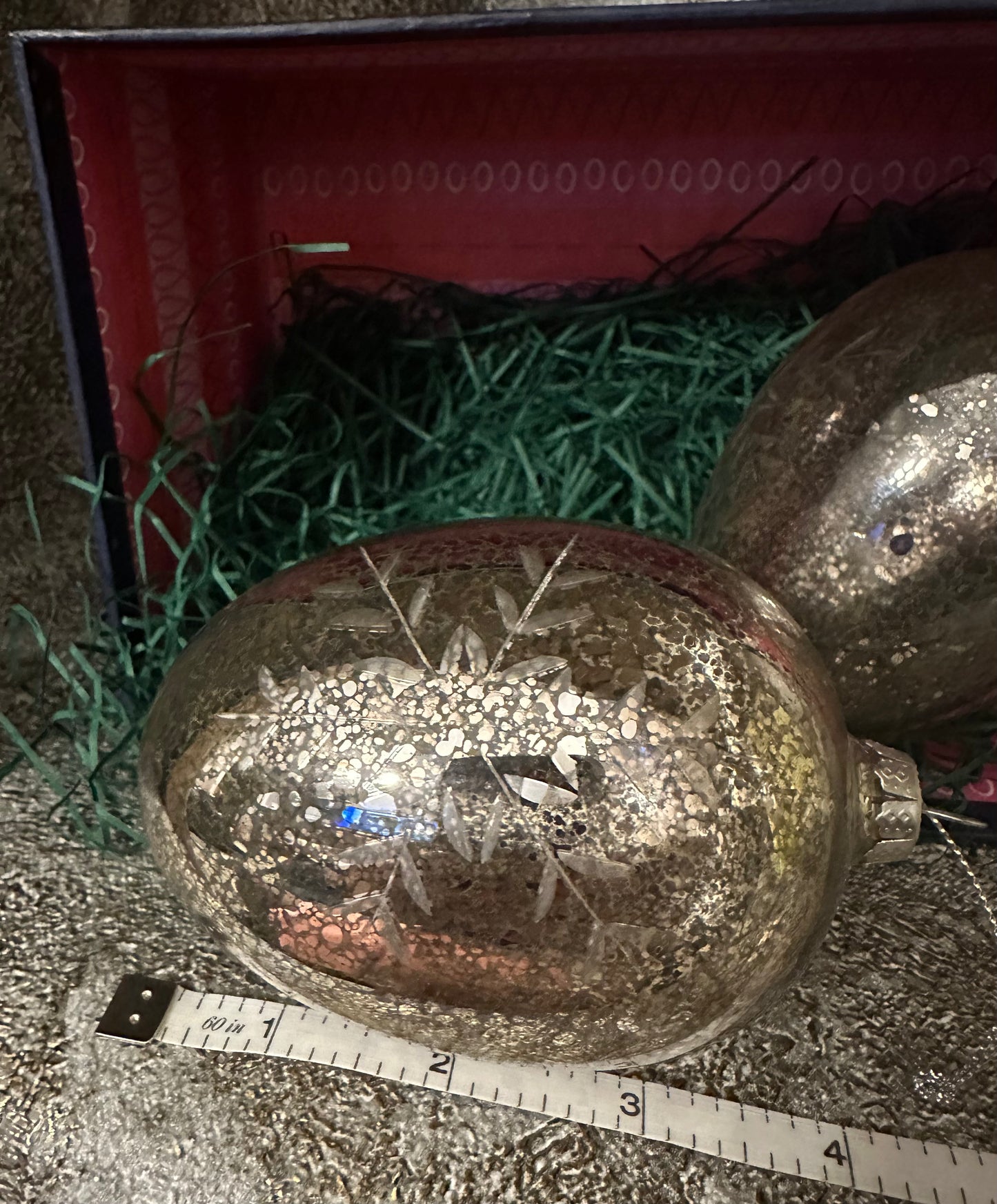 Silver Oval Crackle Glass Ornament