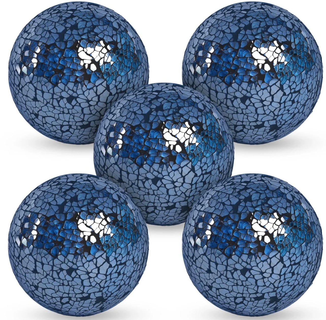 5PCS, 3 Inch Blue Orbs Glass Balls for Centerpiece Bowls