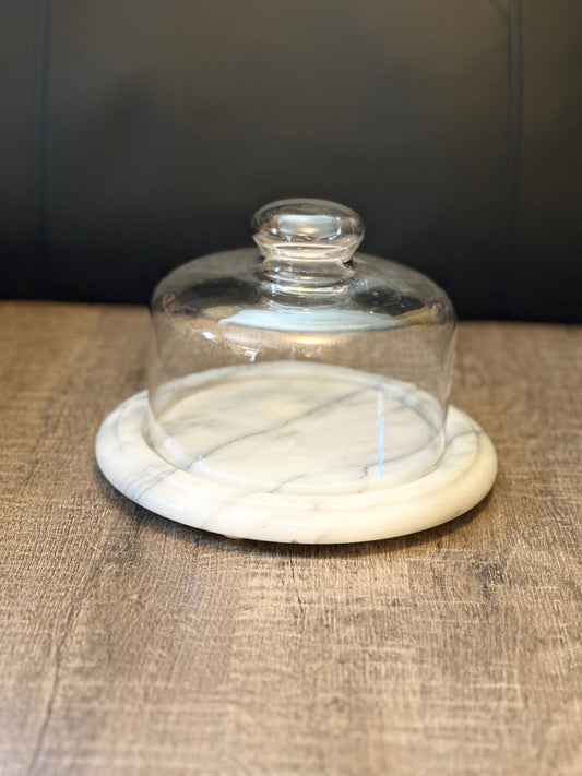 Grey Marble Footed Cheeseboard and Glass Cloche