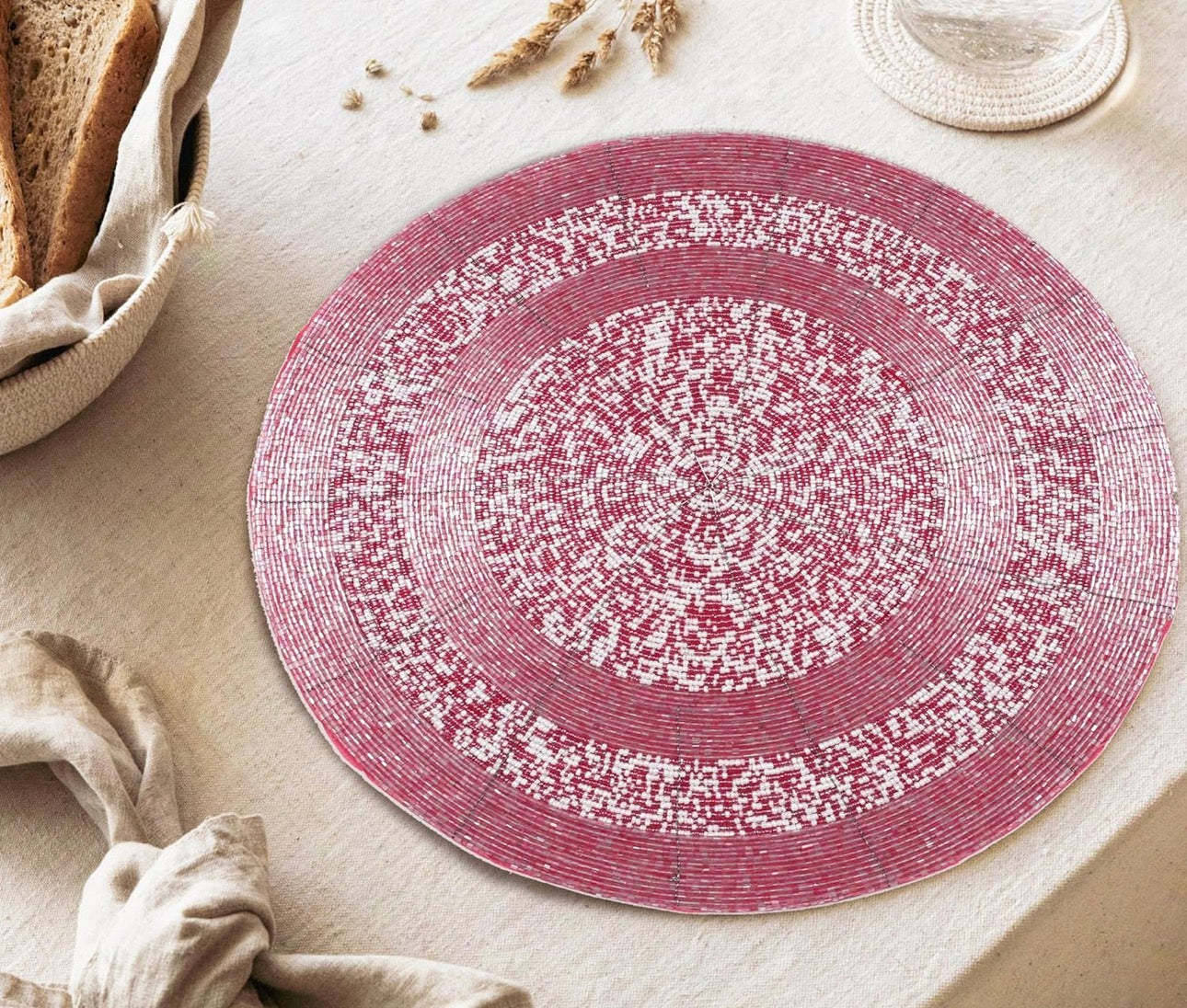 Round Beaded Placemats 13”