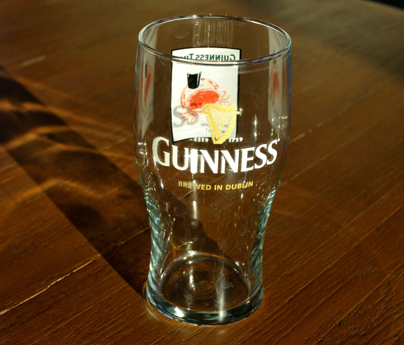 Guinness "Brewed in Dublin" Crab Logo Vintage Style Pint Beer Glass - Dublin, Ireland