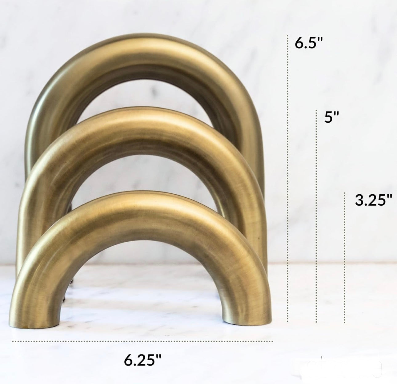 Brass Finish Arch Decor 3 pc