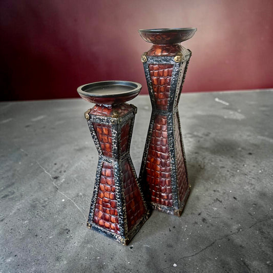 Candle Holders Brown Tiered (SET OF 2)