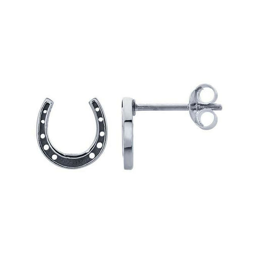 HORSESHOE STERLING SILVER POST EARRINGS